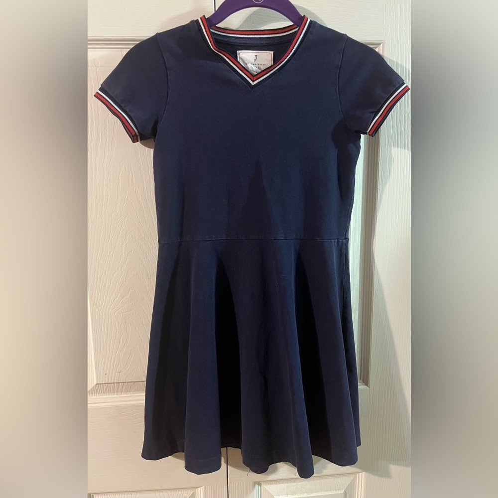 Jacadi Paris Mademoiselle Fit & Flare Girl’s Dress Navy V-Neck Size XS